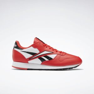 Reebok Classic Leather Turnschuhe Herren - Schwarz/Rot/Weiß - DE 120-ACQ